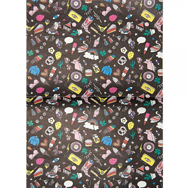 Paper Patch Papierbogen Einhorn schwarz-bunt 30x42cm