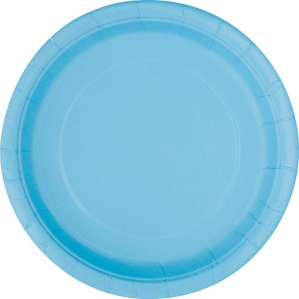 8 Pappteller Vera hellblau 23cm