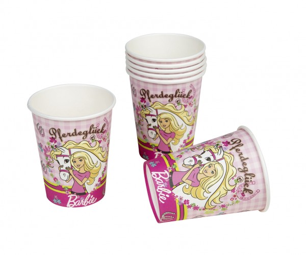 6er Pack Barbie Pappbecher Kindergeburtstag