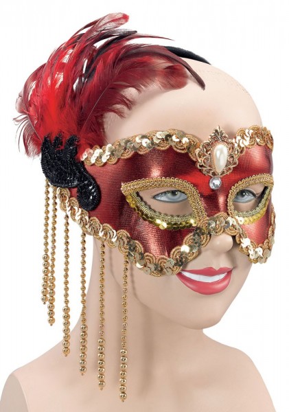 Schimmernde Augenmaske Rot-Gold