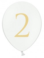 50 weiße Ballons Zahl 2 Gold 30cm