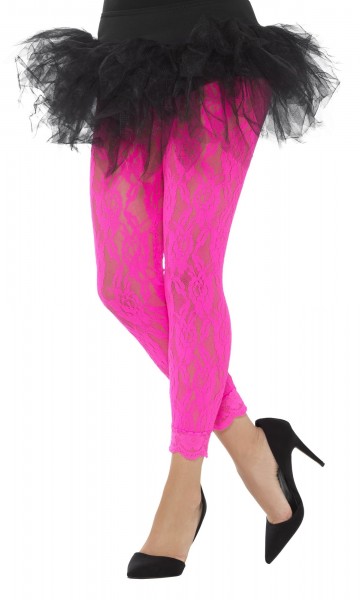 Neon-Pinke Spizenleggings