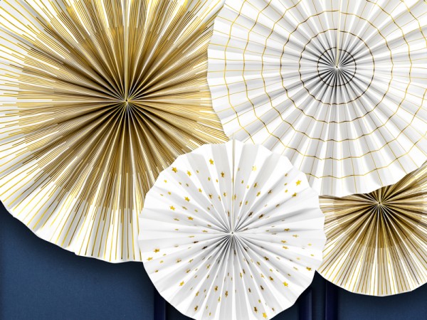 4 Goldene Partynacht Papierrosetten 3