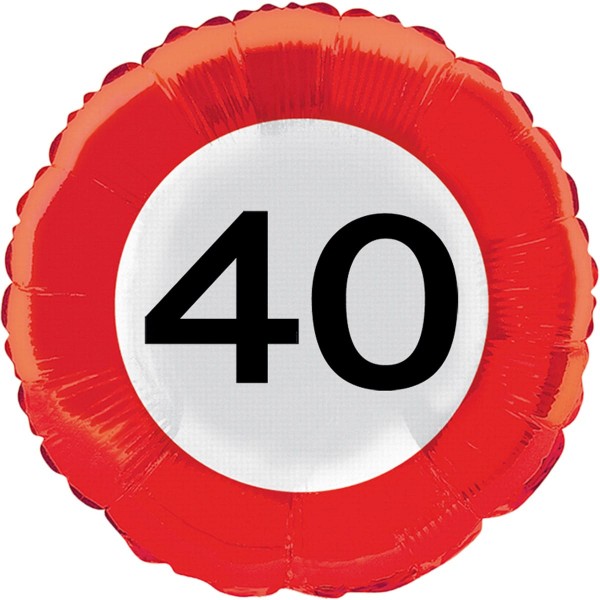 Verkehrsschild 40 Folienballon 45cm