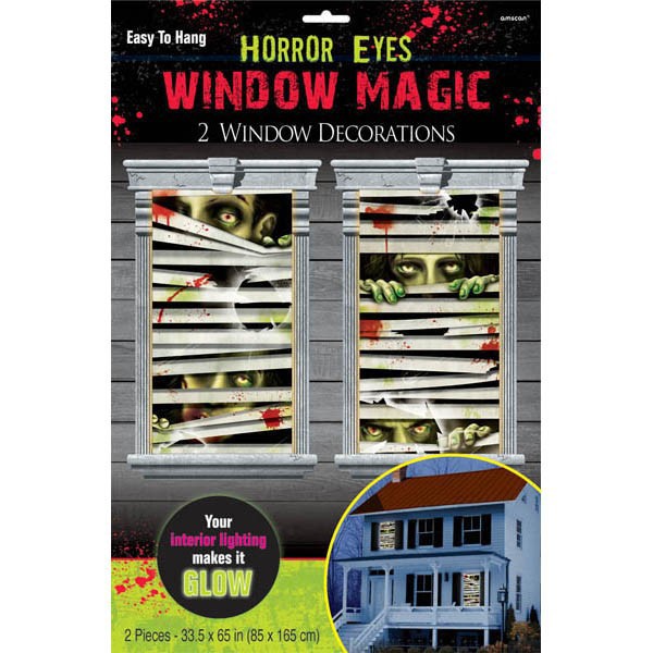 2 Zombie Town Horror Augen Fensterbilder