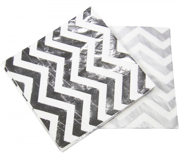 20 Silber Metallic Servietten 33x33cm