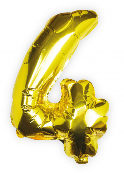 Goldener Zahl 4 Folienballon 40cm