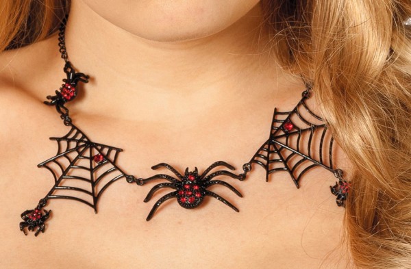 Gothic Spinnen Kette Mit Schmucksteinen