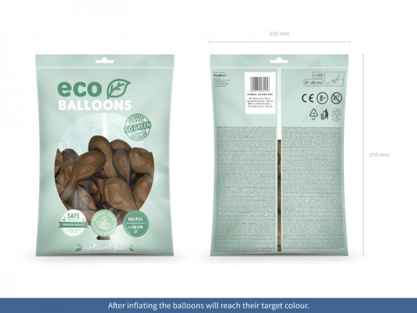 100 Eco Pastell Ballons hellbraun 26cm 2