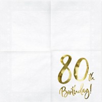 20 Glossy 80th Birthday Servietten 33cm