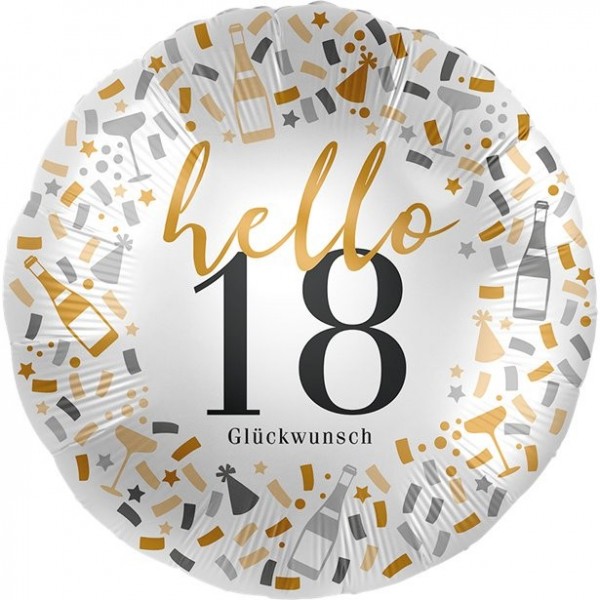Hello 18 Glückwunsch Ballon 46cm