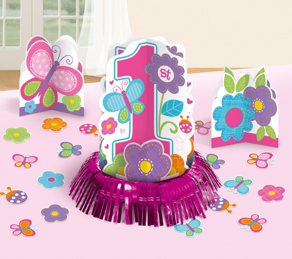 Sweet First Birthday Girl Tischdeko Set Pink