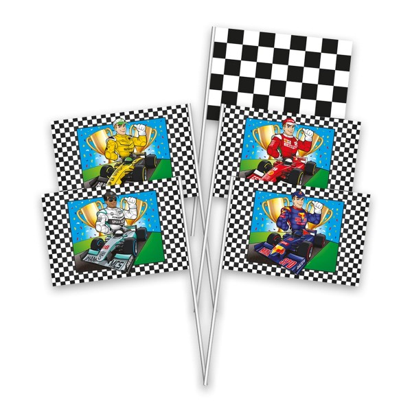 8 Fähnchen Rennwagen