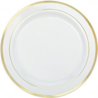 10 Weiße Goldrand Teller 26cm