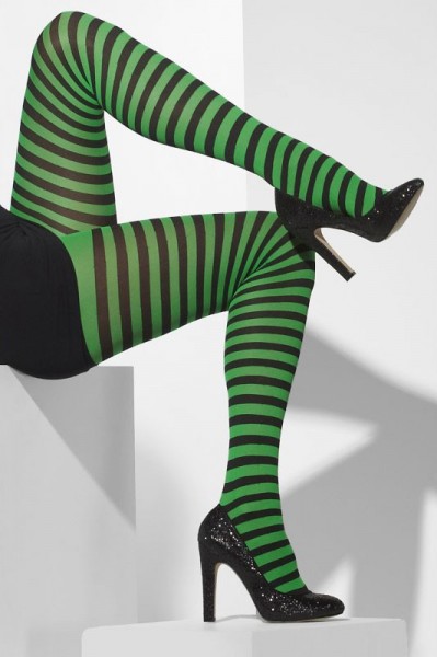 Gestreifte Strumpfhose Schwarz Grün