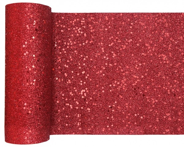 Roter Glitzer Tischläufer 5m