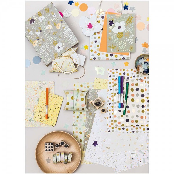 Paper Patch Papierbogen Punkte blau-gold 30x42cm 2