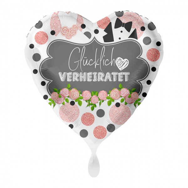 Glücklich verheiratet Herz Folienballon 43cm