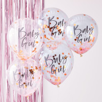 Vorschau: 5 Newborn Star Baby Girl Konfettiballons 30cm