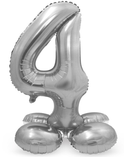Zahl 4 Ballon silber 72cm