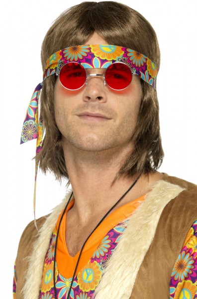 Hippieglasögon röd-silver