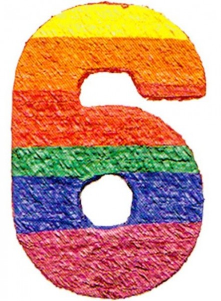 Regenbogen Zahl 6 Piñata 38 x 53cm