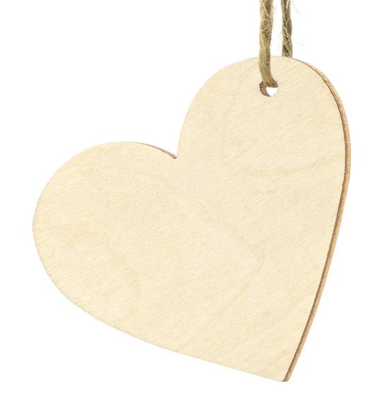 10 Holz Herzanhänger 6 x 5cm 2