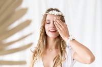 Weißer Boho Blumenkranz 18cm
