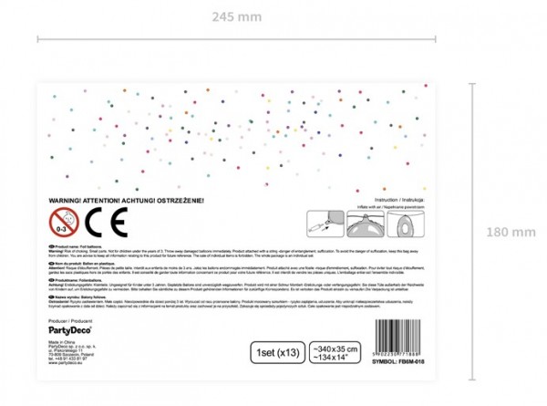 Happy Birthday Ballon silber 3,4m x 35cm 3