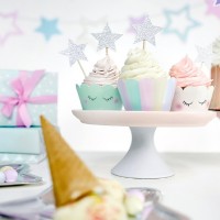 6 Einhorn Twinkle Cupcake Umrandungen