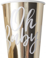 8 Goldene Oh Baby Pappbecher 255ml