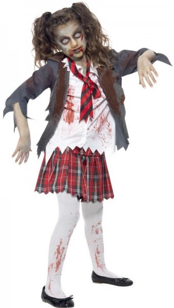 Blutiges Zombie Schulmädchen Kinderkostüm