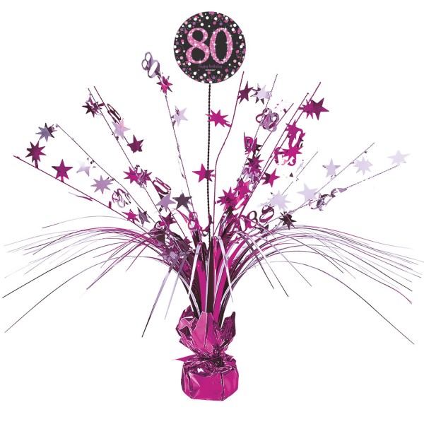 Pink 80th Birthday Tischfontäne 46cm