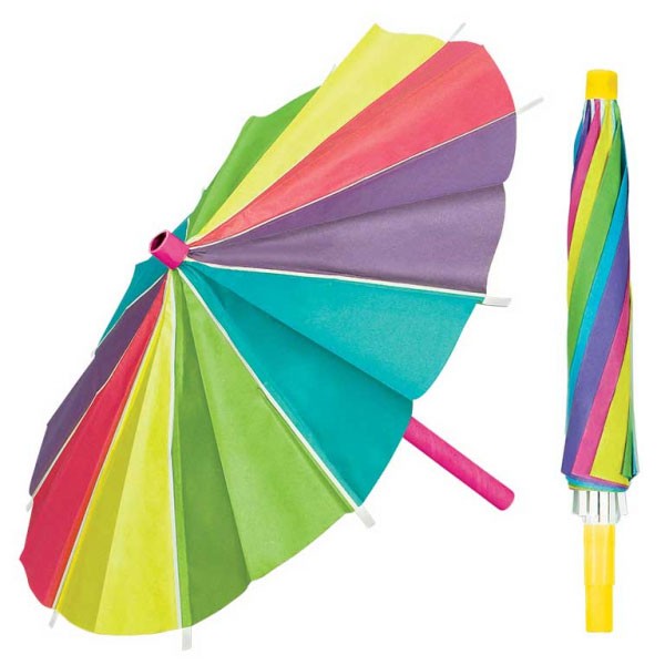 3 bunte Papier Deko-Schirme 38cm