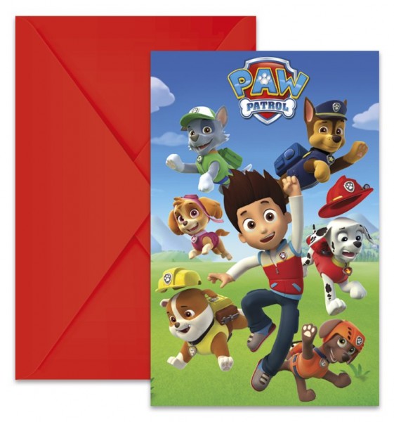 6 Paw Patrol Team Einladungskarten