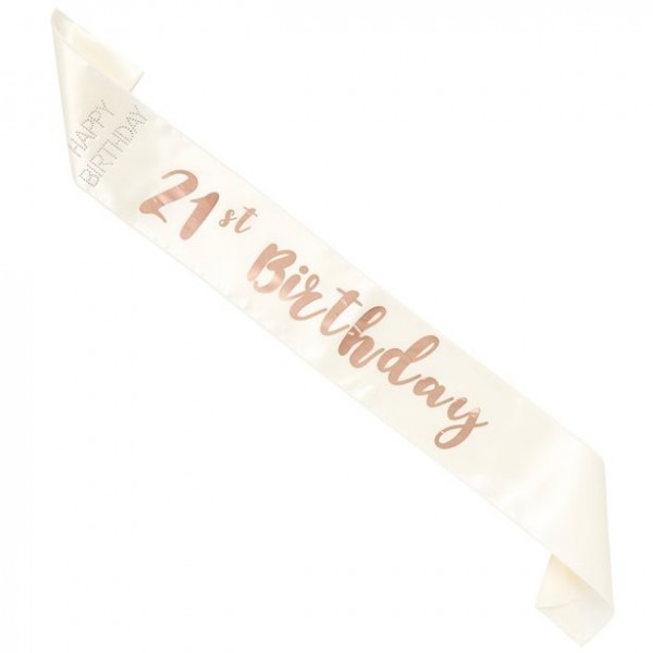 Schärpe 21. Geburtstag roségold
