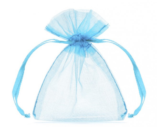10 Azurblaue Organza Beutel Pearl 7,5 x 10cm