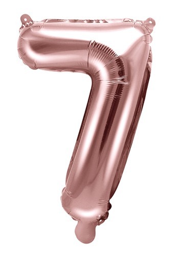 Metallic Zahlenballon 7 roségold 35cm