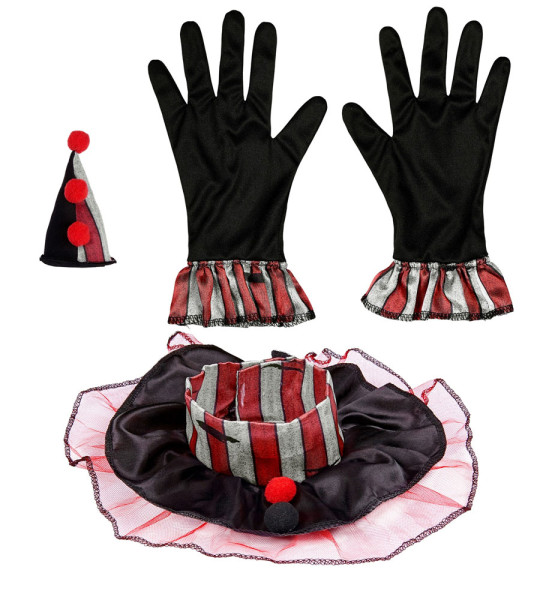 Harlekin Set 3-teilig schwarz-rot