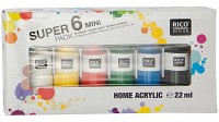 6 Bunte Mini Acryl Farben 22ml