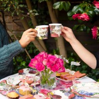 12 blommiga barockkoppar med fat