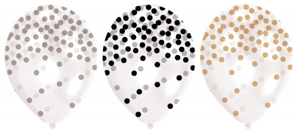 6 Golden New Year Luftballons 27,5cm