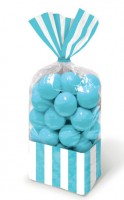 10 Gestreifte Candy Buffet Tüten türkis