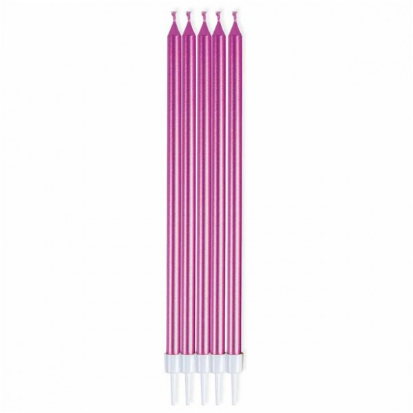 10 Riesen Tortenkerzen metallic pink 16cm