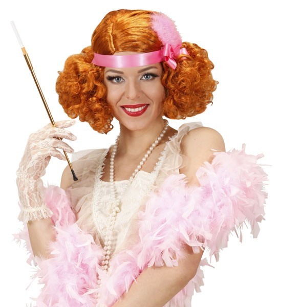 Rot-Orangene Flapper Girl Perücke