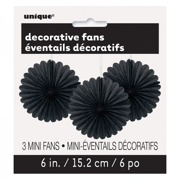 Deko Fächerblume Schwarz 15cm 3er Set