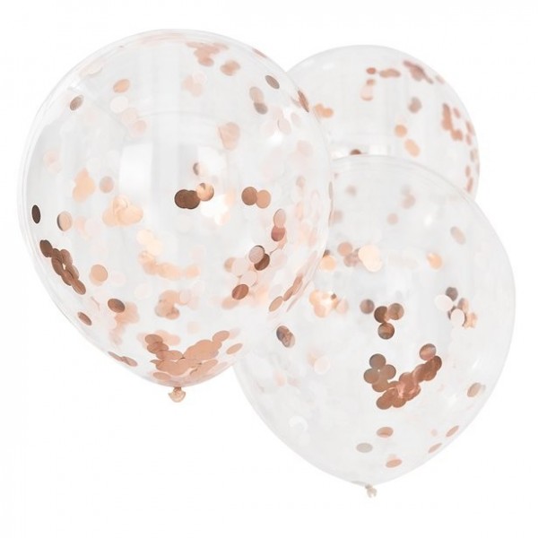 3 Rosy Birthday XL Konfettiballons 61cm