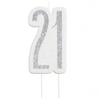 Glittering 21st Birthday Tortenkerze silber