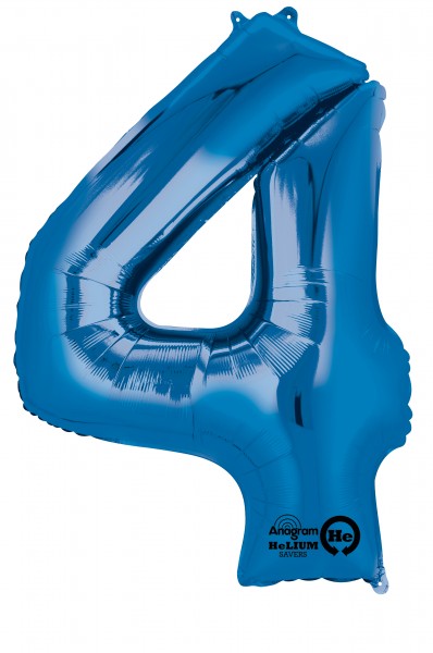 Zahlenballon 4 Blau 88cm