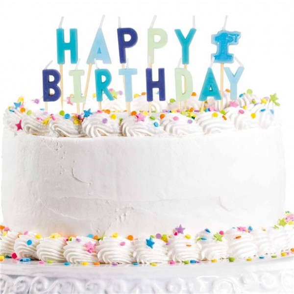 Happy 1st Birthday Tortenkerzen blau